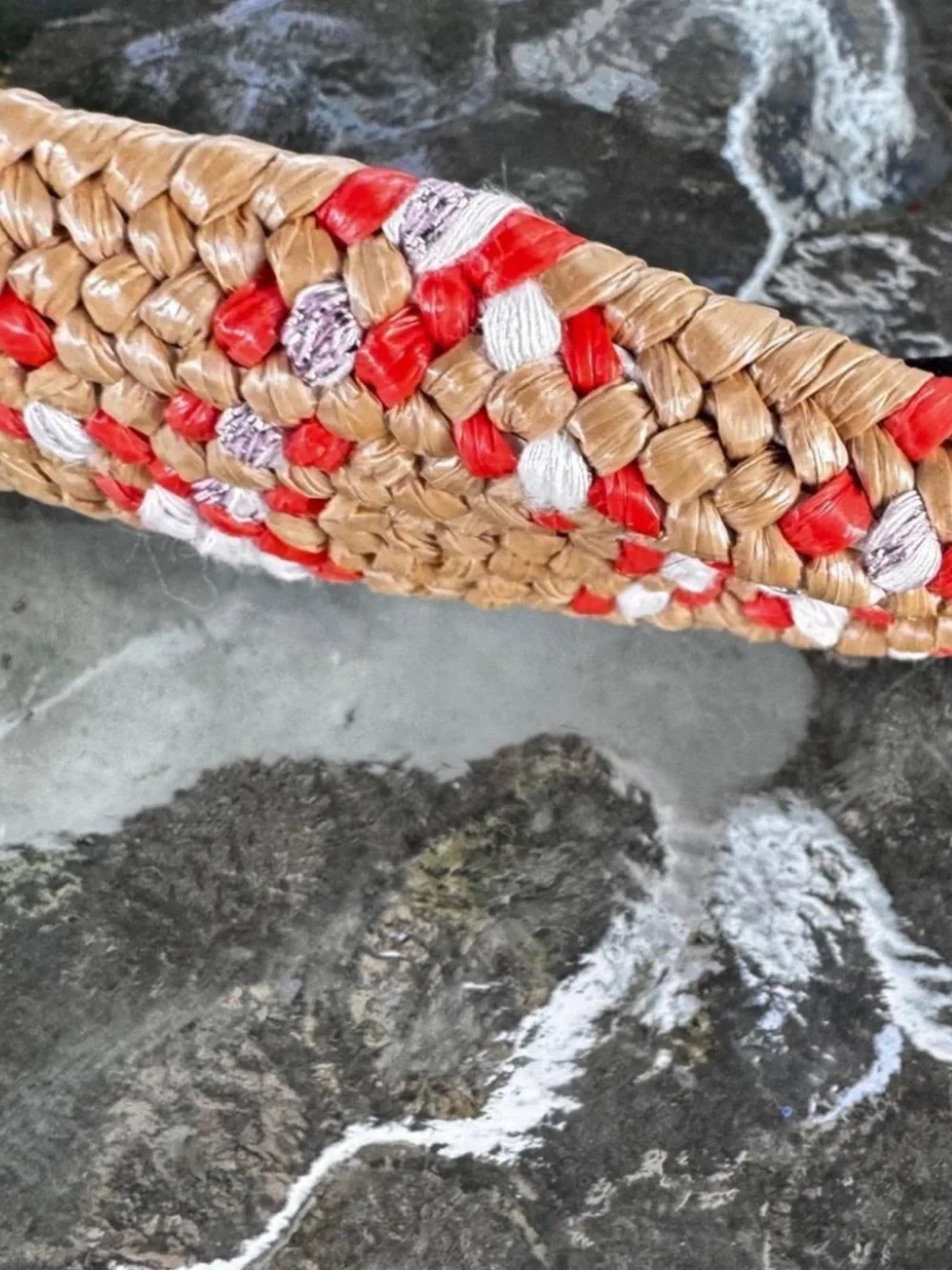 Handwoven Raffia Red & Tan Knotted Handcrafted Headband